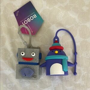 and Penguin Hand Sanitizer Holders - Gray and Blue